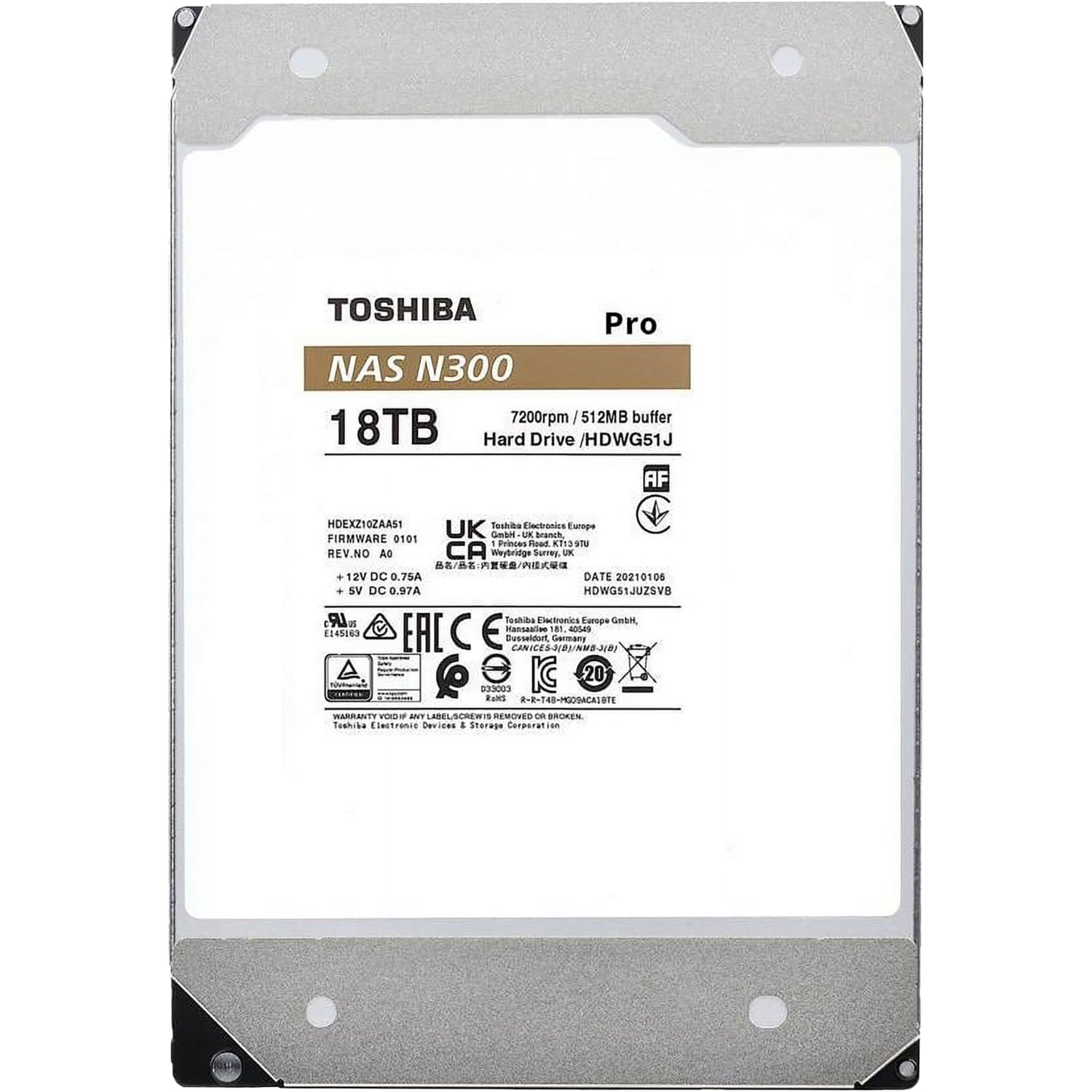 Жесткий диск Toshiba N300 Pro NAS 18Tb (HDWG51JXZSTB)